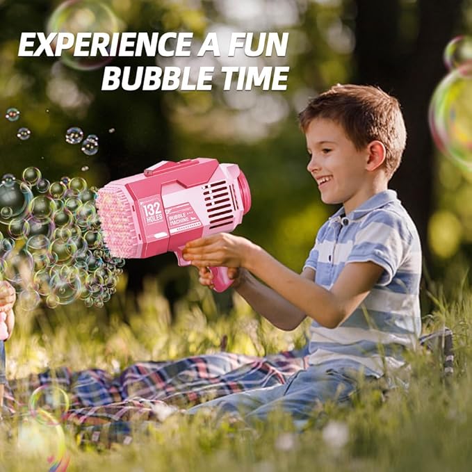 Kidst Bubble Machine Bazooka Outdoor Bubble Blaster 132 holes Rechargeable Bubble Toys