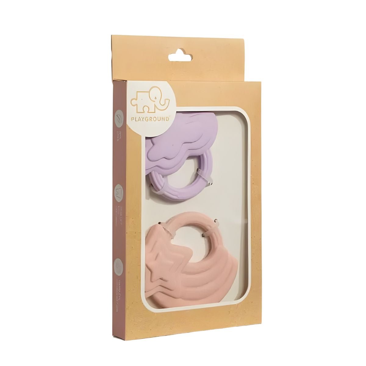 Living Textiles 2 Pack Silicone Teether | Stars & Cloud Pink Teether
