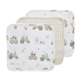 Living Textiles 3 Pack Organic Wash Cloths | Tractor Ride Baby Washcloth