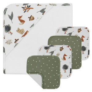 Living Textiles 5 Pcs Baby Bath Forest Retreat Gift Set Gift