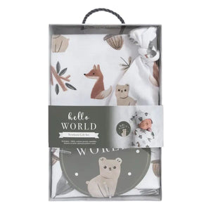 Living Textiles Hello World Newborn Gift Set | Forest Retreat Baby Gift set