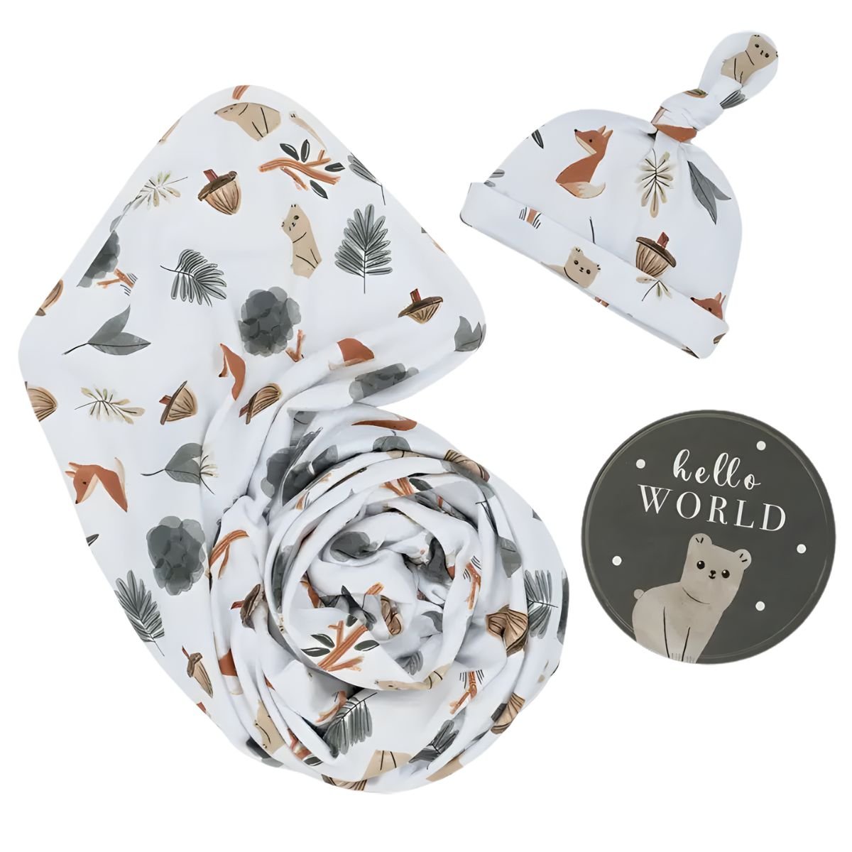Living Textiles Hello World Newborn Gift Set | Forest Retreat Baby Gift set