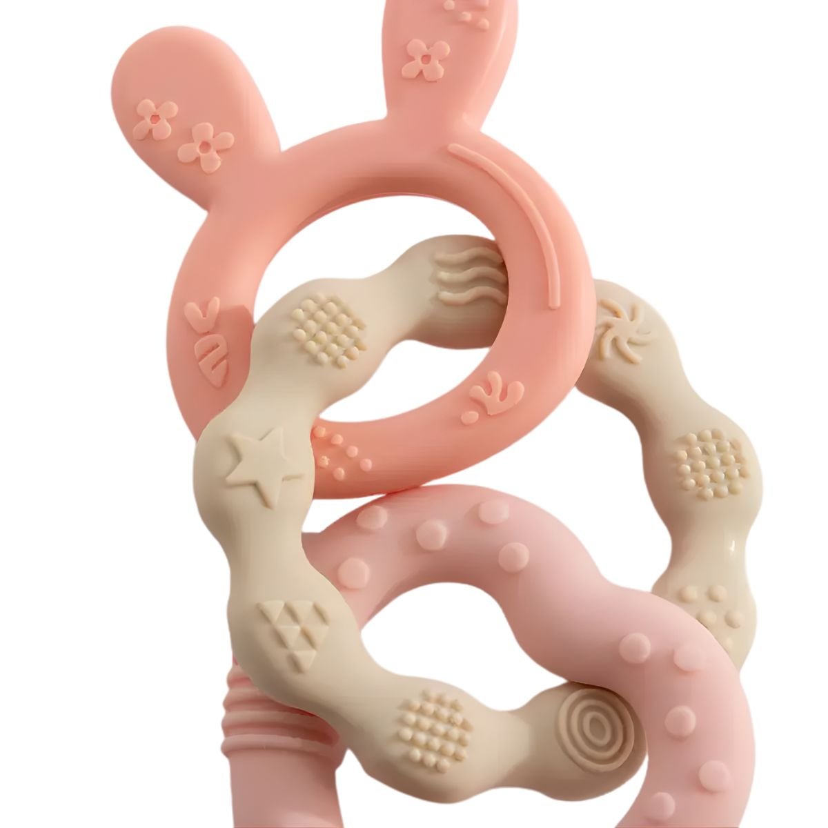 Living Textiles Silicone Bunny Teether | Pink Teether