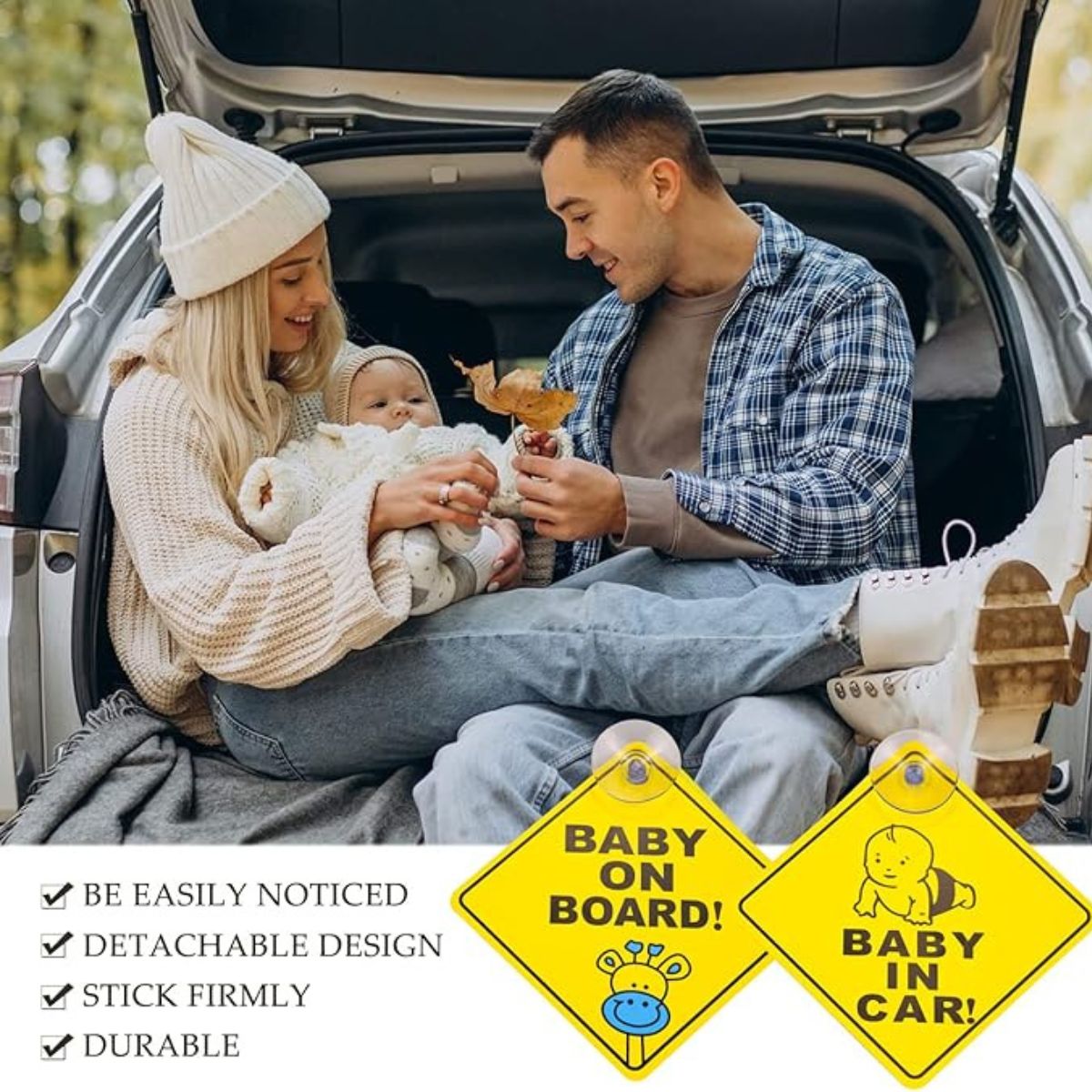 MovanaMovana Baby On Board Sign with Suction Cup 12 x 12 CM LargeBaby on Board Signs - Babies Mart Australia