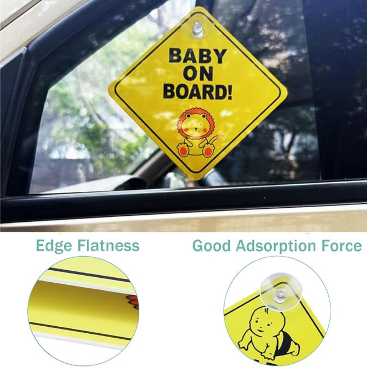 MovanaMovana Baby On Board Sign with Suction Cup 12 x 12 CM LargeBaby on Board Signs - Babies Mart Australia
