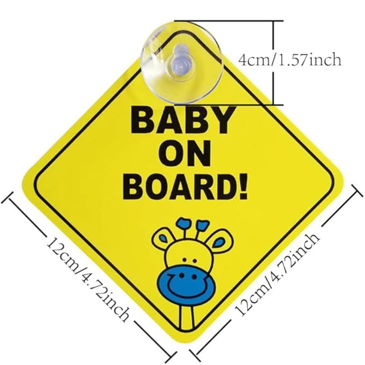 MovanaMovana Baby On Board Sign with Suction Cup 12 x 12 CM LargeBaby on Board Signs - Babies Mart Australia