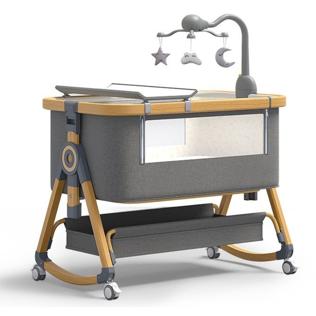 Toddly CuddleCrib 3 - in - 1 Bassinet – Rocker, Adjustable Height & Premium Mattress Baby Bassinet