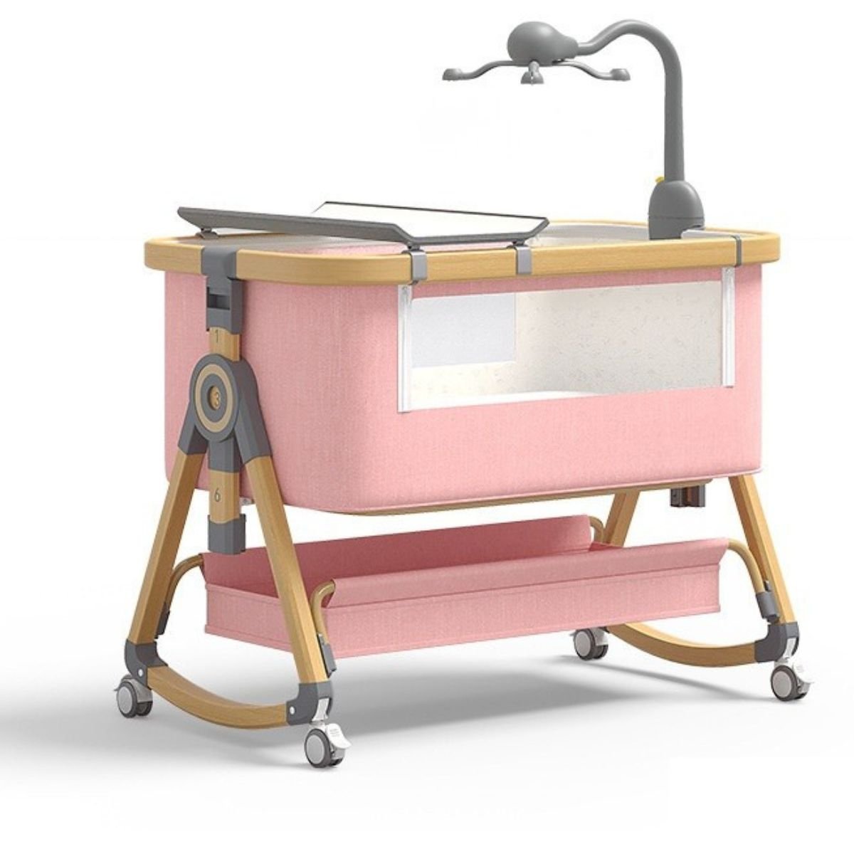 Toddly CuddleCrib 3 - in - 1 Bassinet – Rocker, Adjustable Height & Premium Mattress Baby Bassinet
