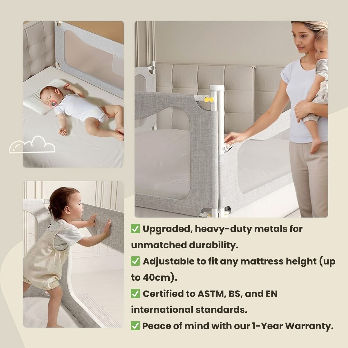 Toddly DreamGuard V2 Adjustable Baby Bed Rail Sets for Secure & Peaceful Nights Baby Bed Rails