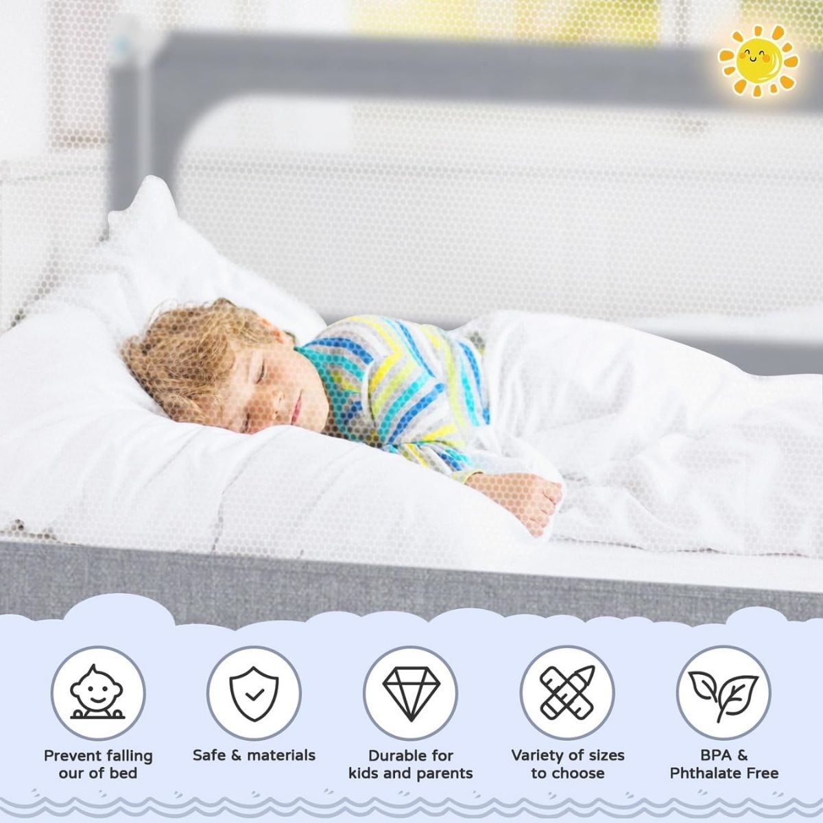 Toddly DreamGuard V2 Adjustable Baby Bed Rail Sets for Secure & Peaceful Nights Baby Bed Rails