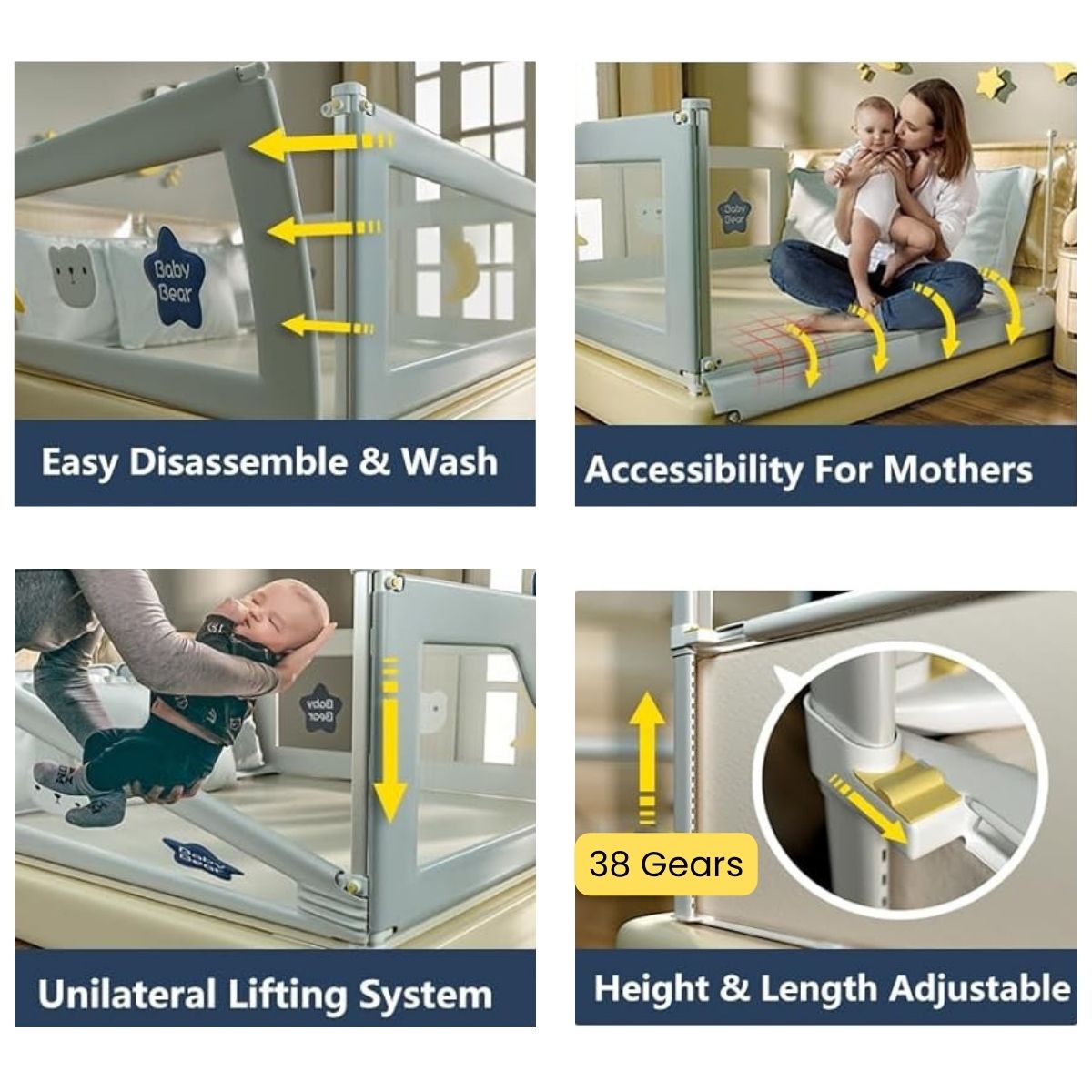 Toddly DreamGuard V2 Adjustable Baby Bed Rail Sets for Secure & Peaceful Nights Baby Bed Rails