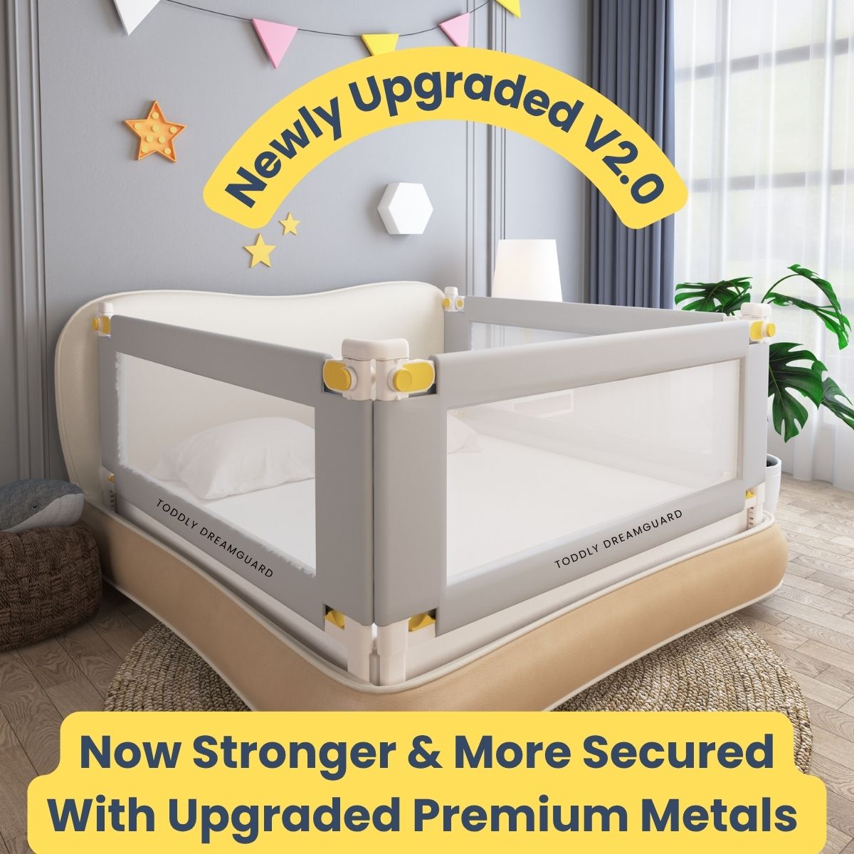 Toddly DreamGuard V2 Adjustable Baby Bed Rail Sets for Secure & Peaceful Nights Baby Bed Rails