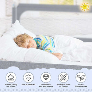 Toddly DreamGuard V2 adjustable baby bed rail with breathable mesh for secure sleep
