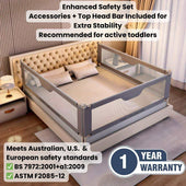 Toddly DreamGuard V2 adjustable baby bed rail with breathable mesh for safe sleep