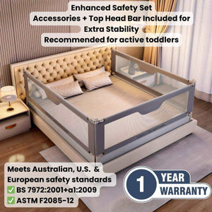Toddly DreamGuard V2 adjustable baby bed rail with breathable mesh for safe sleep