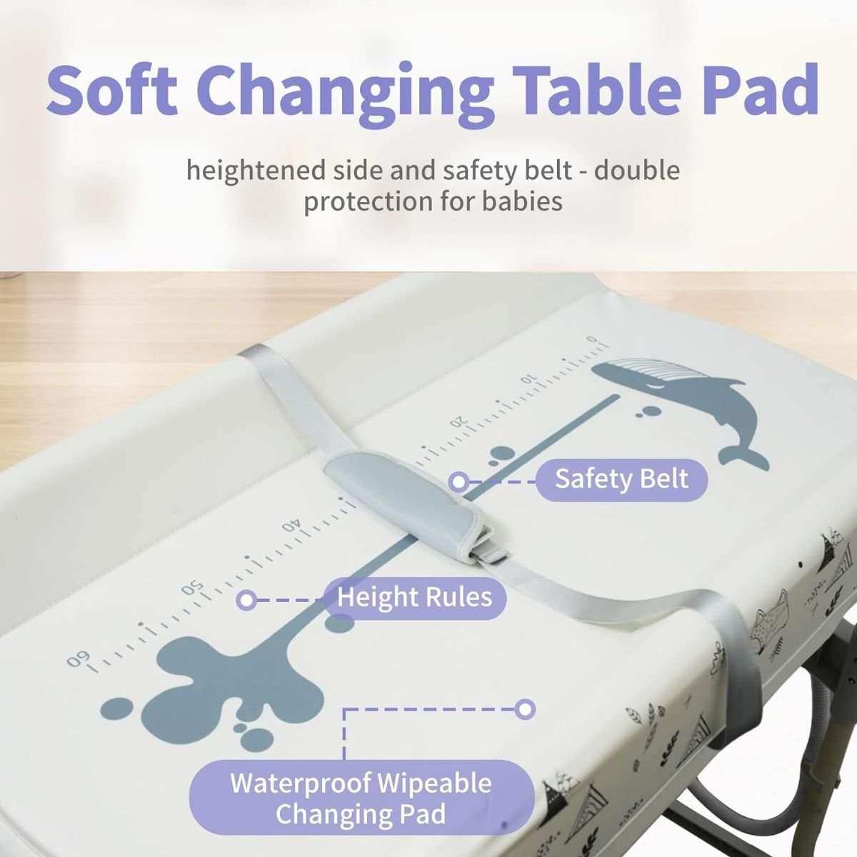Toddly FlexiBathe adjustable baby changing table with fold-flat bath and digital thermometer