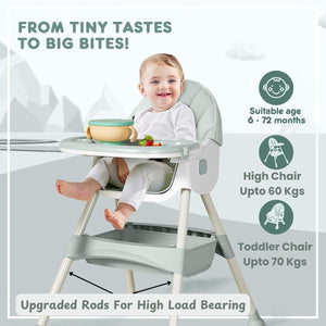 Toddly FlexiGrow 4 - in - 1 Baby High Chair Upgraded with Enhanced Safety High Chair