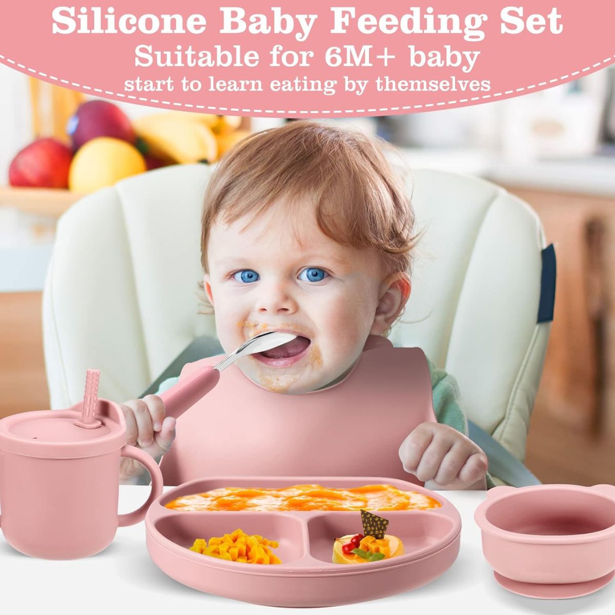 Toddly MealMate Silicone Feeding Set for Baby Led Weaning & Self Feeding Silicone Feeding Set