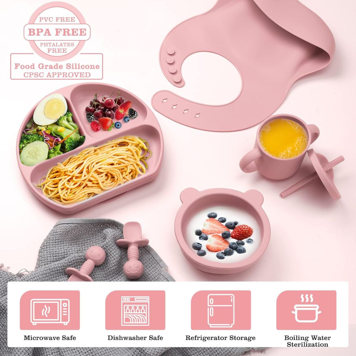 Toddly MealMate Silicone Feeding Set for Baby Led Weaning & Self Feeding Silicone Feeding Set