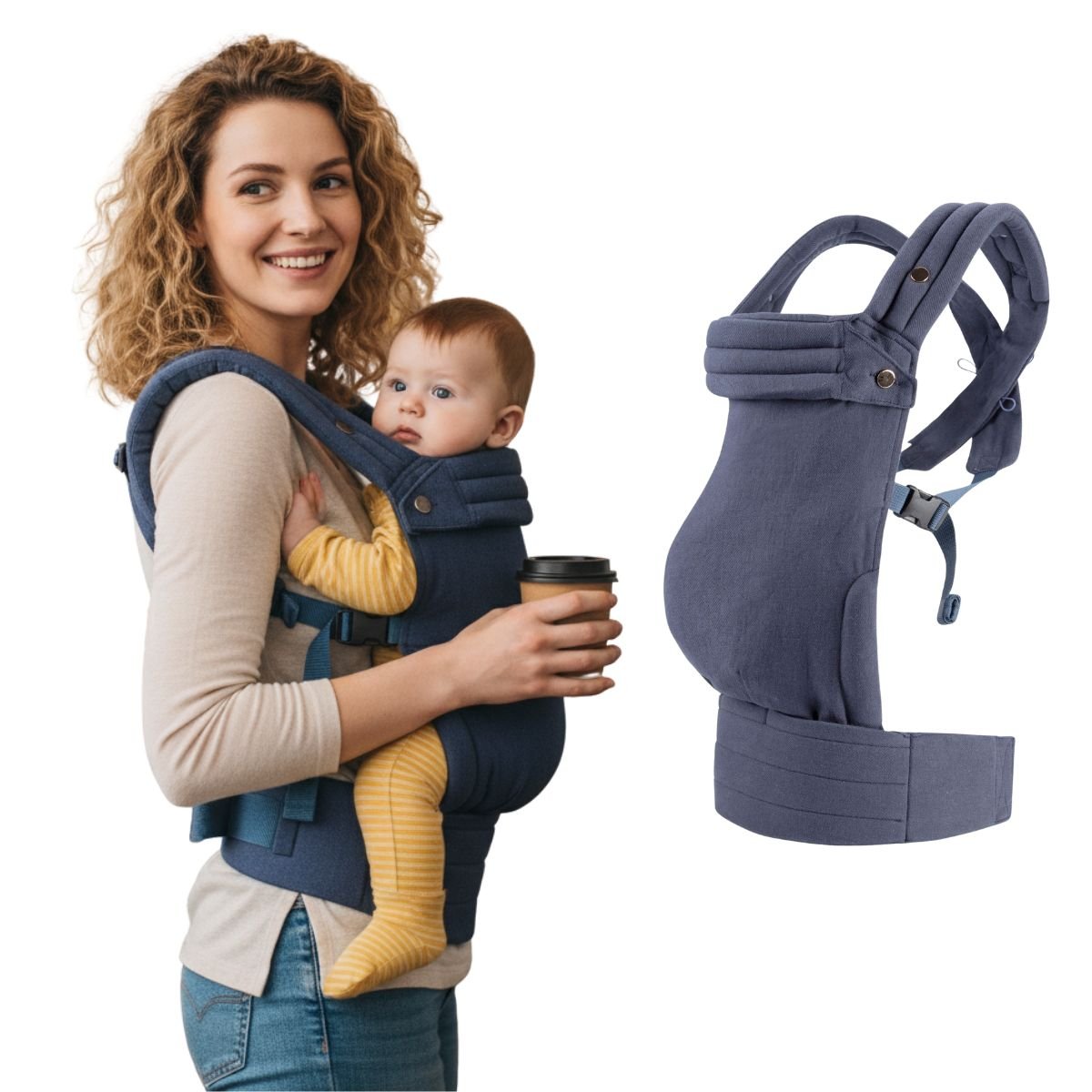 Toddly SnugNest Baby Carrier IHDI - Approved Cotton - Linen Blend | Ergonomic Hip Healthy Position Baby Carriers