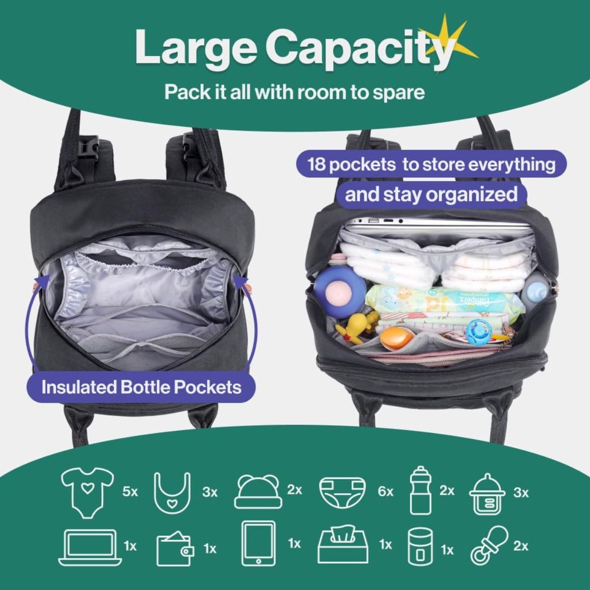 Toddly Urban Ease Series Diaper Bag - Chic Nappy Bag for Daily Baby Essentials Nappy Bags