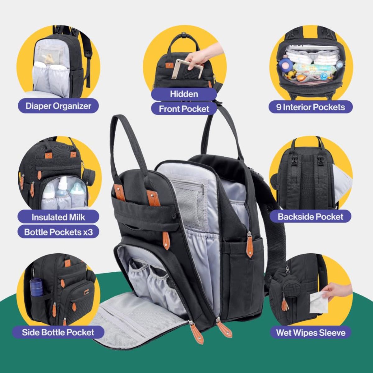 Toddly Urban Ease Series Diaper Bag - Chic Nappy Bag for Daily Baby Essentials Nappy Bags