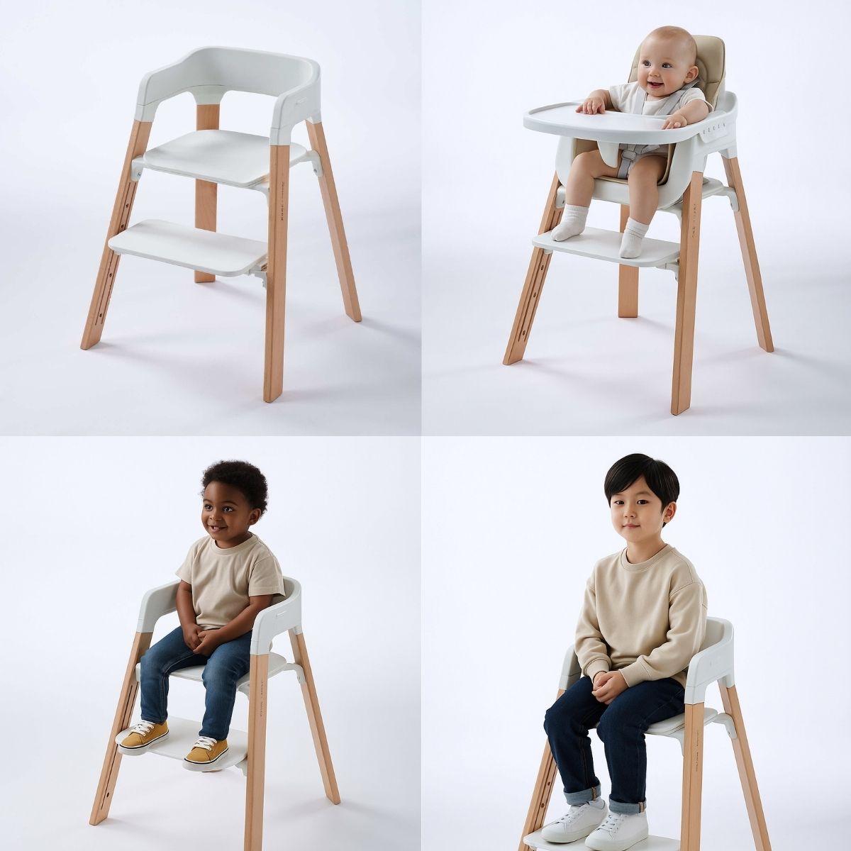 ToddlyToddly FlexiGrow Beechwood Baby High Chair Ergonomic 3 - in - 1 with Adjustable FootrestHigh Chair - Babies Mart Australia