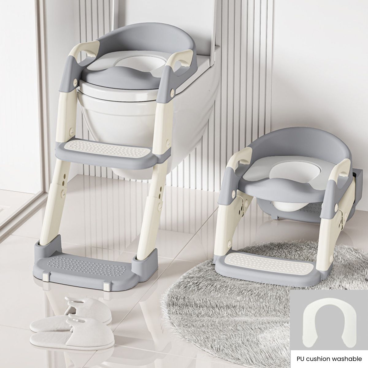 ToddlyToddly GrowStep 2 - in - 1 Potty Training Seat & Stool | Safe, Adjustable, & Foldable Toddler Toilet TrainerBaby Stool & Toilet Seat - Babies Mart Australia