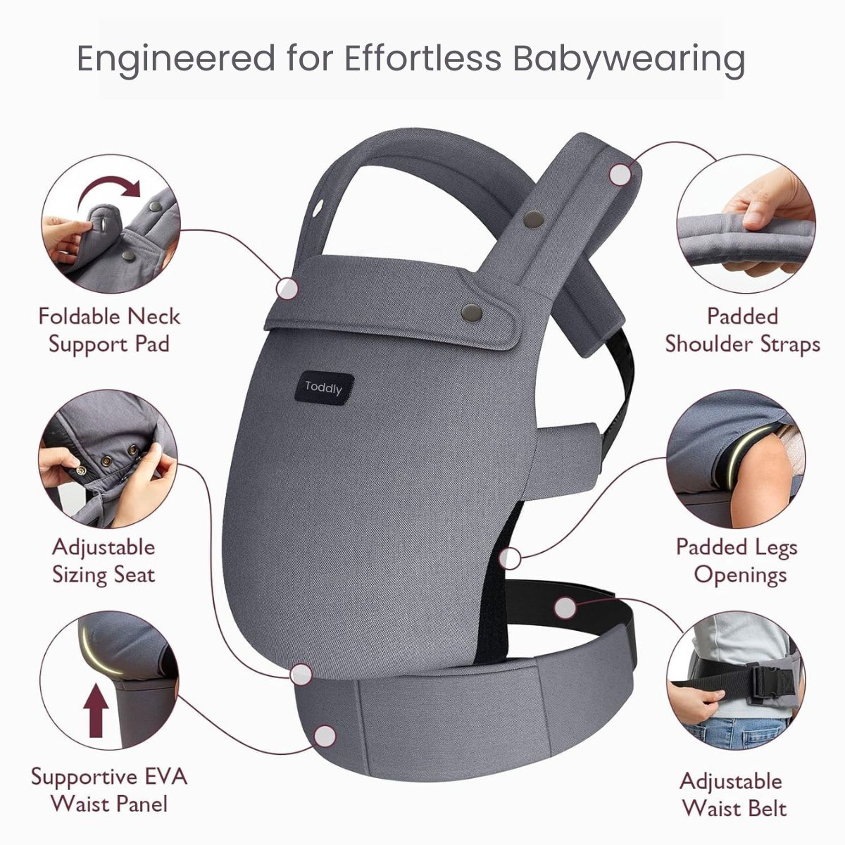 ToddlyToddly SnugNest Ergonomic Baby Carrier – Hip - Healthy & Hands - Free ComfortBaby Carriers - Babies Mart Australia