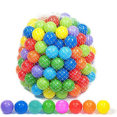 BabiePlay Colourful Odyssey Ball Pit Balls in vibrant assorted colors, 5.5cm diameter, non-toxic and BPA-free, packaged in a mesh bag.