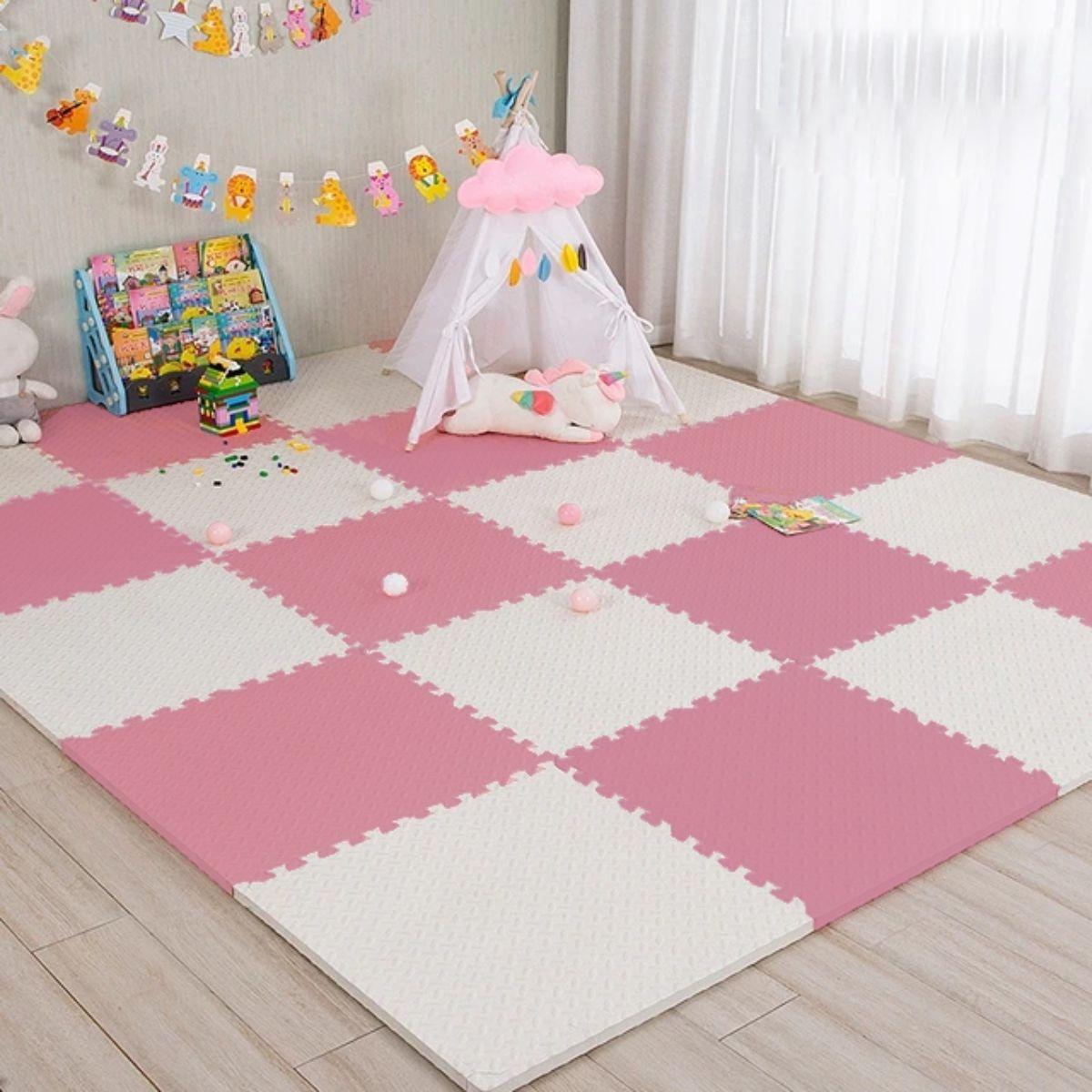 BabiesMart SoftSteps Pink Collection Interlocking Baby Foam Play Mats Play Mats