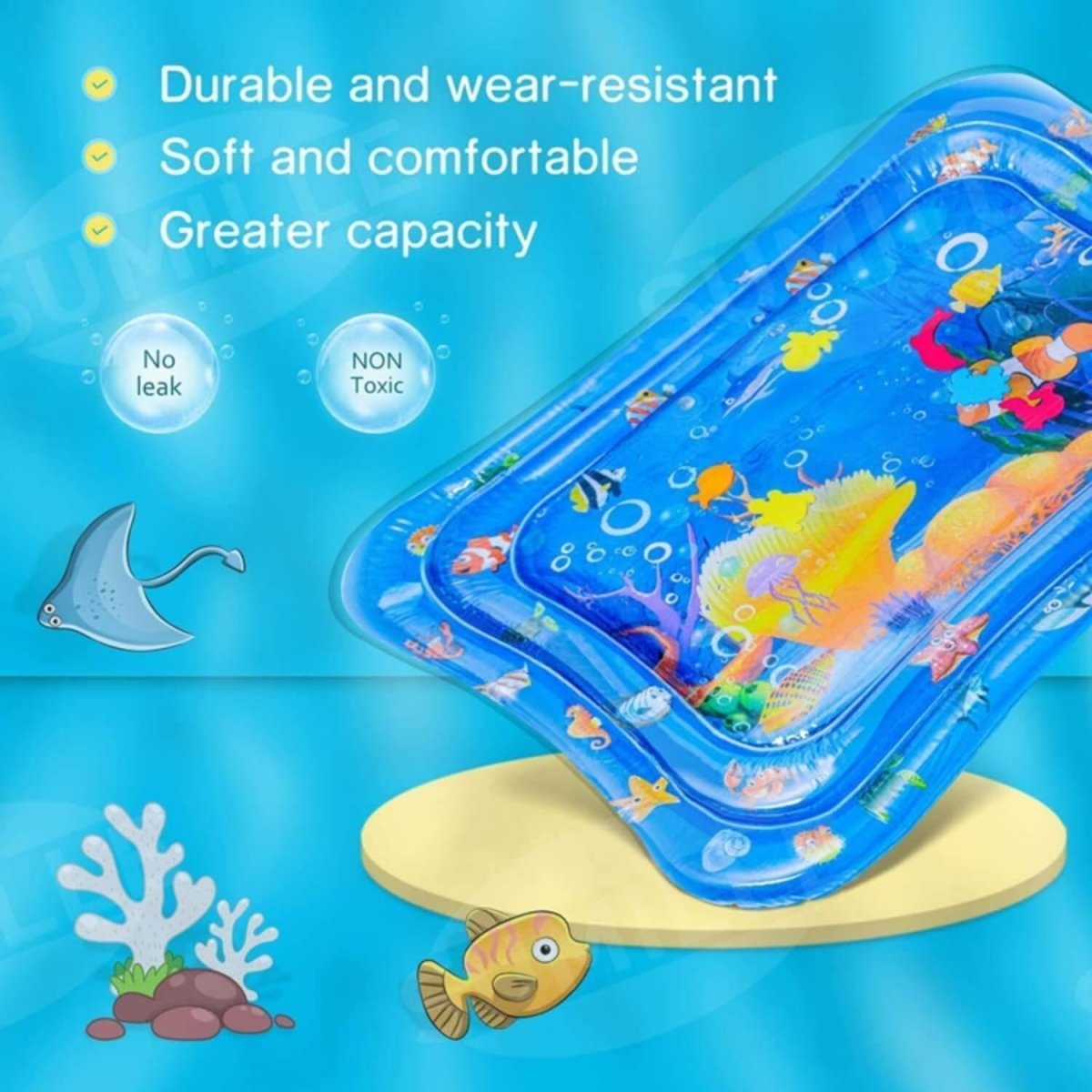 BabiesMart Tummy Time Water Play Mat Sensory Mat for Baby Play & Development Baby Water Play Mat Large 66x50 cm 4