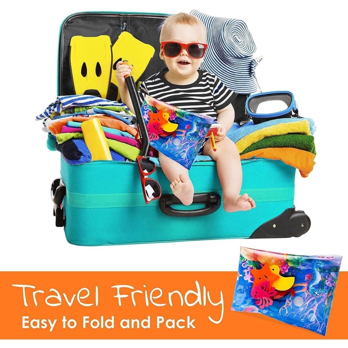 BabiesMart Tummy Time Water Play Mat Sensory Mat for Baby Play & Development Baby Water Play Mat Large 66x50 cm 10