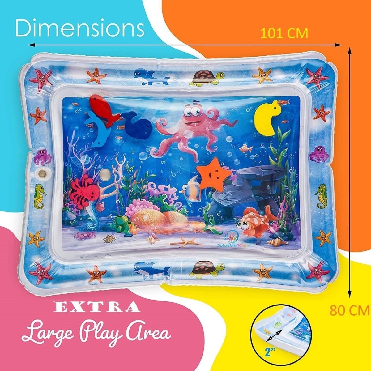 BabiesMart Tummy Time Water Play Mat Sensory Mat for Baby Play & Development Baby Water Play Mat Large 66x50 cm 12