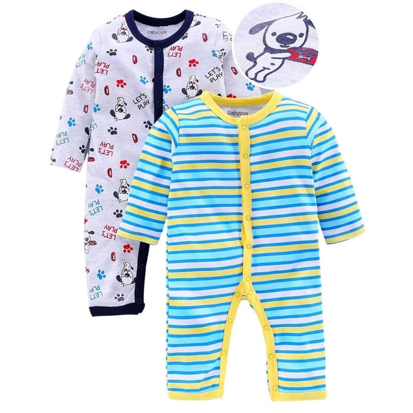 BabiesMart 2 Pack New Born Baby Clothes Unisex Full Sleeves Rompers - Babies Mart Australia