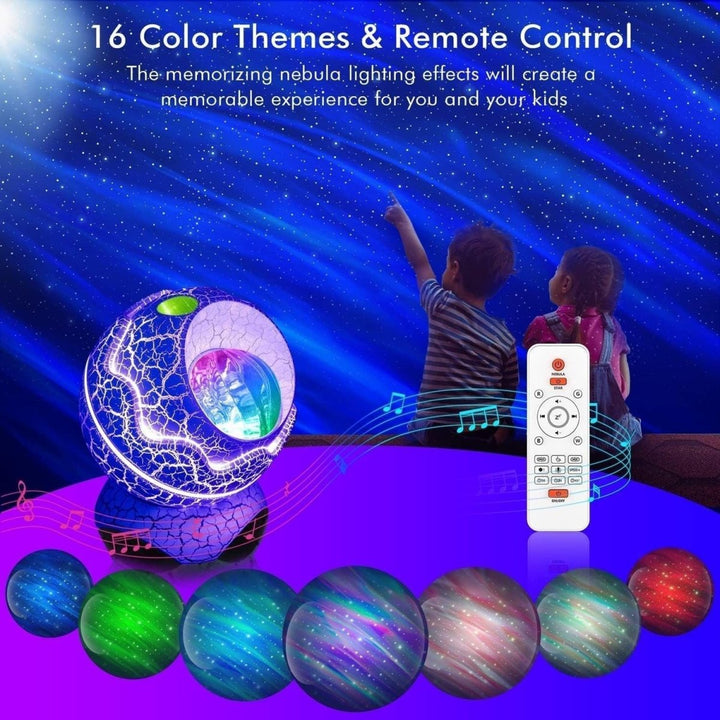 Glowly 4-in-1 Dino Egg Galaxy Projector Night Light with White Noise - Babies Mart Australia