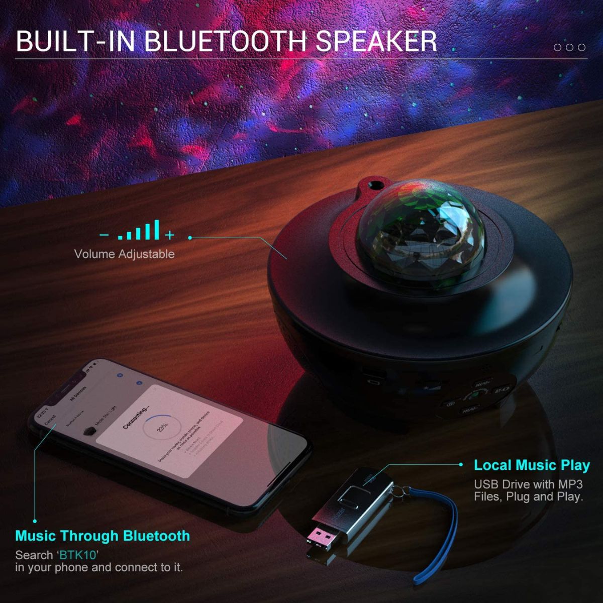 GlowlyGlowly Wi-Fi Galaxy Projector 2.0. A Dreamy Night Light for Your BabyNight Light Projector - Babies Mart Australia