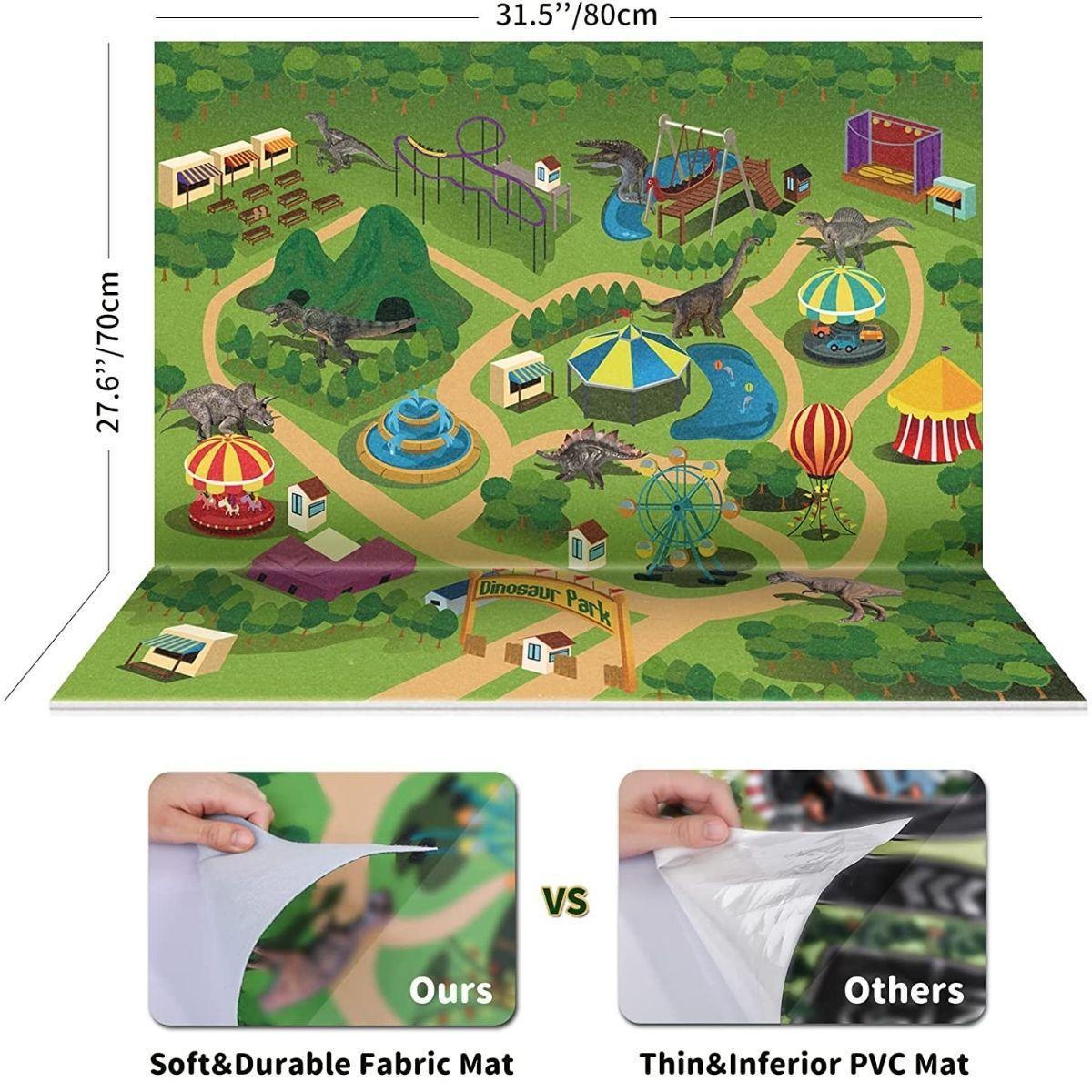 Kidst Dinosaur Toy Activity Play Set - Soft Play Mat with 9 Realistic Dino Toys - Babies Mart Australia