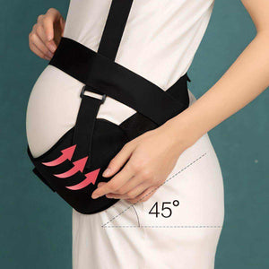 Pregnancy belly band maternity belt with adjustable straps lifting belly at 45 degrees