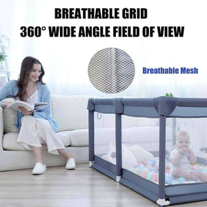 Toddly Explorer Max baby playpen with breathable mesh and 360-degree view
