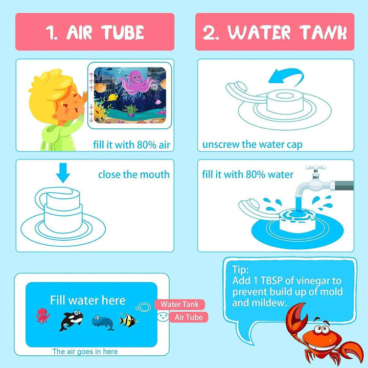 Toddly SplashMirror Tummy Time Water Mat with Mirror for Sensory Development - Babies Mart Australia