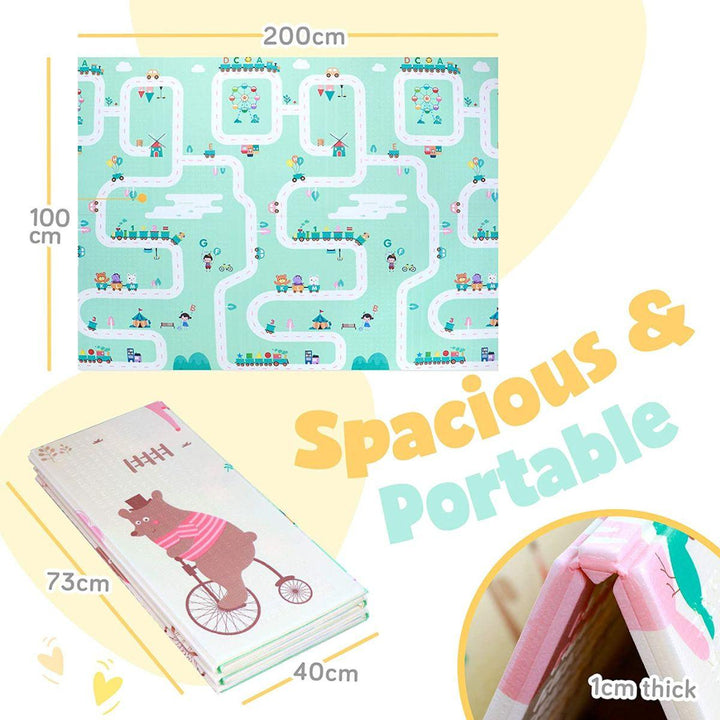 Babiesmart Baby Foldable Play Mat 1cm Thick Double-Sided, Safe & Comfortable - Babies Mart Australia