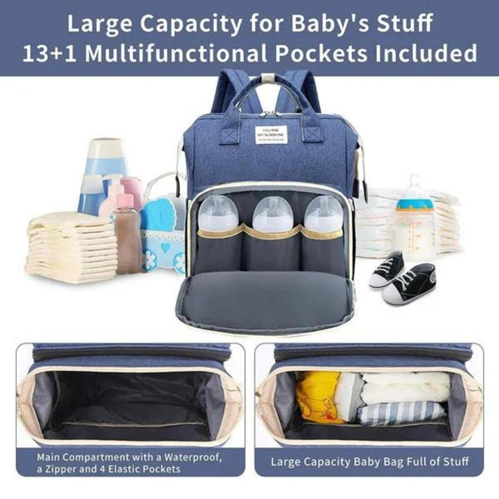 Snuggly Baby Foldable Large Mummy Bag Bed Backpack Baby Carrier Bag - Babies Mart Australia
